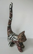 lustige Deko-Figur KATZE gefleckt Pappe Figur Tier Haustier Geschenk Sammler