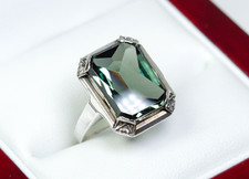 835 Silber - antiker Art Deco Ring - grüner Spinell