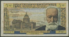 Frankreich 5 Nouveaux Francs 1961, Victor Hugo, KM 141 gebraucht (K1715)