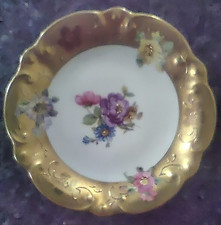 Porzellan Gebäckteller Goldrand RS Tillowitz Epos Blumendekor 10 cm Durchmesser