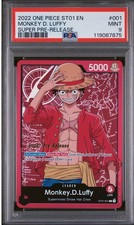 One Piece TCG Super Pre-Release Monkey D. Luffy Leader ST01-001 PSA 9