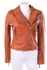 DENNY ROSE Real Leather Jacket Asymmetrical Cut L = M cognac