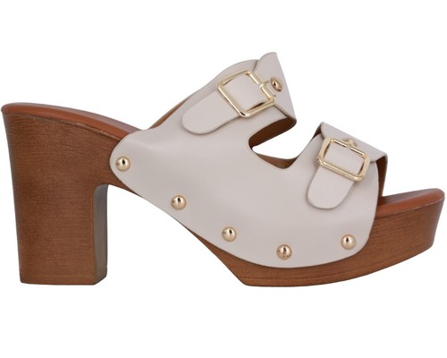 Damen leder clogs mit - mit, goldenen