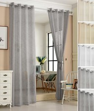 2xGardinen transparent mit Ösen Leinen Optik Stores Farbe Größe optional e644-2