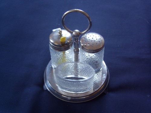 Sehr alte menage glas metall - glas,