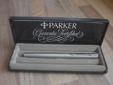 PARKER Patronenfüller Edelstahl gebürstet - Feder 4, Füllfederhalter, mit Etui