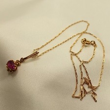 Wundervolle russische Kette 583 Rotgold mit Anhänger um 1980 / CU 326(46)