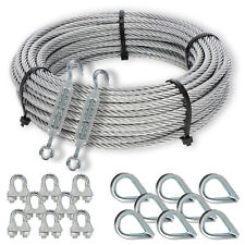 Drahtseil Stahlseil + Zubehör-Set 5 bis 200 m Spannschloss Klemmen Kauschen 