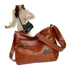 Damen Leder Shopper Handtasche Umhängetasche Braun Weiches Leder