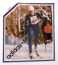 Werbe-Aufkleber Adidas Sport Skilanglauf Olympische Spiele Lake Placid 1980