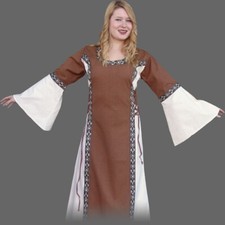Kleid mit Bordüre - S bis XXXL - Mittelalterkleid Mittelalter Kleid Gewand Damen