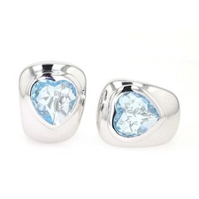 1 Paar Ohrstecker in 585er Weißgold mit je einem blauen Topas
