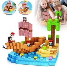 Magnetische Bausteine Kinder 100Teile Piratenschiff mit Schätzen Magnetspielzeug