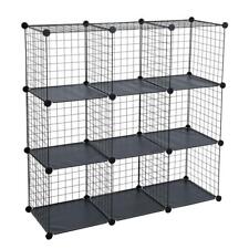 Regalsystem Steckregal DIY Regal 9 Fächer Gitter Metall Würfelregal Stufenregal