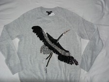 H&M Damen Pailletten Pulli Gr. S (38 40 42) hellgrau NEU