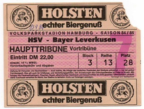 Ticket hamburger bayer - hamburger, sv