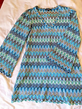 ANA ALCAZAR edle Tunika Gr. 42 türkis petrol blau creme Strick A-Form neuwertig