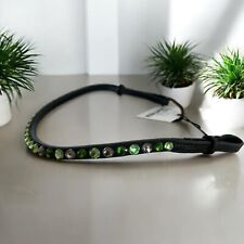 Stirnriemen  - Stirnband Trense Pferd Warmblut schwarz/grün mit Klettverschluss