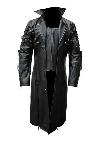 Herren echt leder - herren, trenchcoat