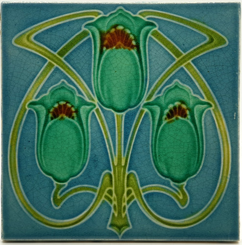 Jugendstil kamin kachel blau - jugendstil,