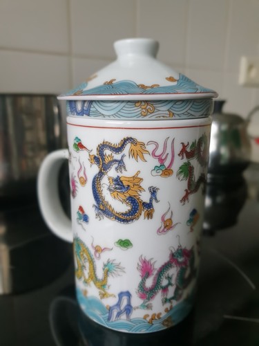 Tasse tee drachen deckel sieb - tasse,
