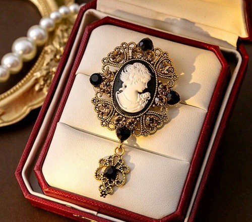 Vintage kamee brosche - kamee,