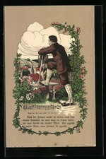 Künstler-AK Felix Schulze: Wanderer schaut ins Tal, Nach der Heimat möcht ich w 