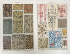 antike Grafik Varia: Zeugdrucke, Stoffdrucke alte Chromolithografie um 1905