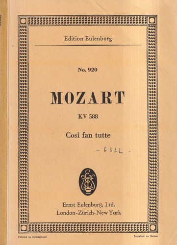 Noten cosi fan tutte mozart - fan, tutte,