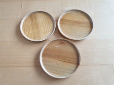 Vintage Glas Untersetzer aus Holz 3 Stück