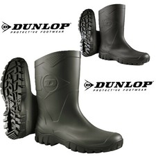 Damen Herren Dunlop Wellington Stiefel kurze breite Wade Regen Garten Farm Kaugummi Wellies