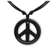 1 verstellbare Kette mit Anhänger Peace Zeichen aus Holz Surferkette Statement