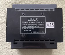Elbex EP15/10 E Netzteil 230V Max 50-60Hz 15V DC 1A Fuse 2A gebraucht