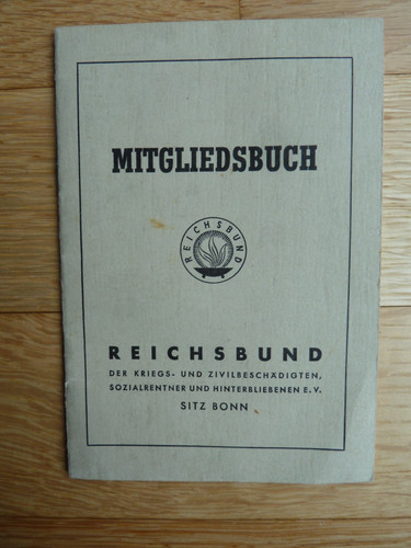 Mitgliedsbuch reichsbund - reichsbund, /
