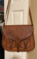 Handgefertigte Vintage-Handtasche aus braunem Leder Kuriertasche...