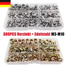 300-tlg. Stahl Nietmutter-Sortiment Box Blindnietmuttern Satz Einnietmuttern Set