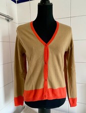 Damen Strickjacke Cardigan Beige / Orange Gr. 38/40 M Schurwolle