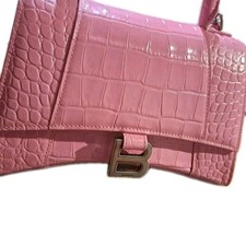 Balenciaga  HOURGLASS; kleine Handtasche Krokodilprägung Damen Rosa