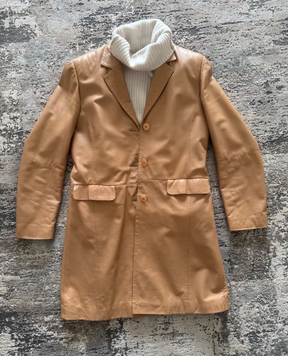 Ledermantel mit revers beige - mit, revers,