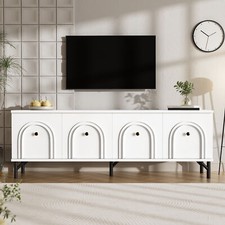TV-Lowboard Fernsehtisch Unterschrank 160 cm Weiß TV Schrank Board Vier Türen