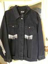 Rixari Rigel Davis Jeansjacke schw. M Strass oversized Gr. 36 bis 40 cutout NEU