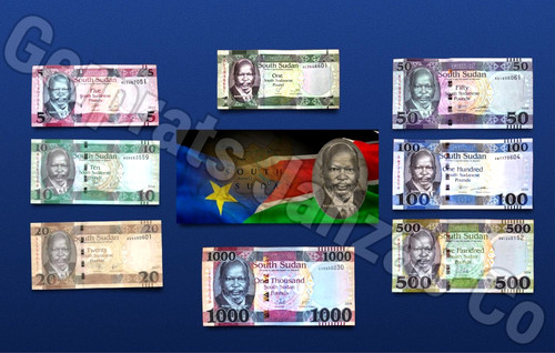 Full set banknoten südsudan - banknoten, 1