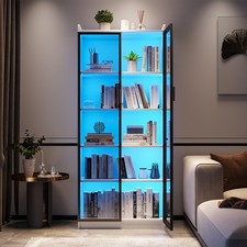 Led Vitrine Buffetschrank Sideboard,Intelligente Sensorik Vitrinenschrank  Weiß