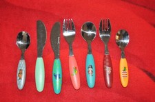 Besteck Kinderbesteck 7 Teile Messer Gabeln Löffel Kunststoffgriffe bunt Motive