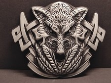 Buckle/Gürtelschnalle WOLF Tribal, (Biker Western)