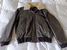 Echtleder-Fliegerjacke Pilotenjacke für Herren, Gr. L - XL mit Lammfell-Kragen