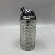 VINTAGE 50er DOSIERER ZUCKERSPENDER DESIGN Bar GLAS UND STAHL 20CM #29