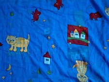 Sehr schöner Kinderzimmer Vorhang, blau, Katzen und Mäuse, 120 cm x 260 cm