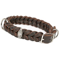 CopcoPet Hundehalsband Fettlederhalsband mit Dornschließe verchromt und Messing