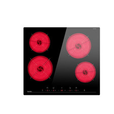 Hermitlux Glaskeramikkochfeld Einbau Herdplatte 4 Platten, 59cm, 6600W, 9